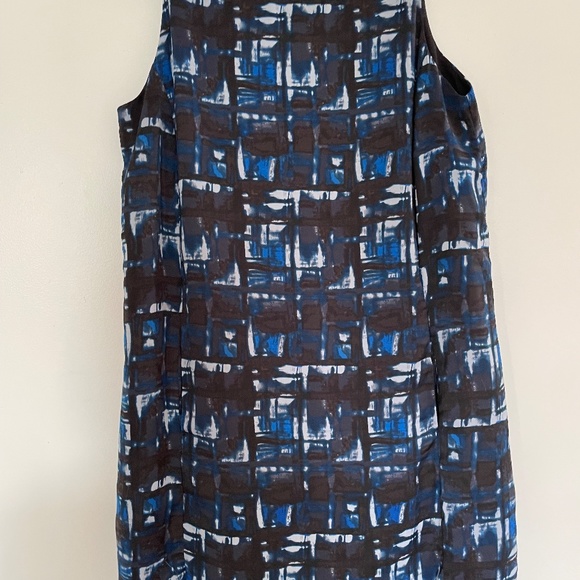 Katherine Barclay Montreal Abstract Print Blue Midi Shift Dress Size 2 - Picture 10 of 13